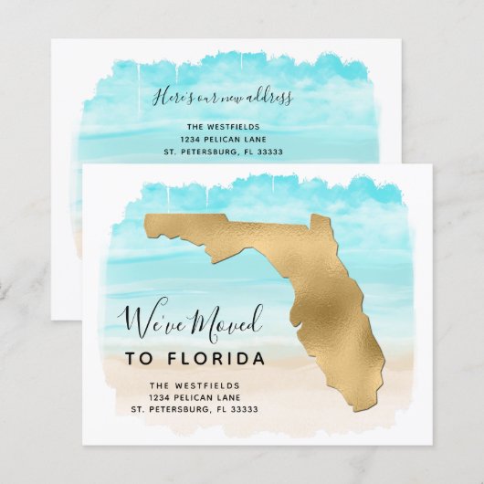 Budget New Address Florida Map Beach Moving Kaart (Voorkant / Achterkant)