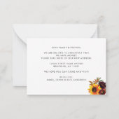 Budget New Home voor Herfst Seizoensbloem Moving Notitiekaartje (Achterkant)