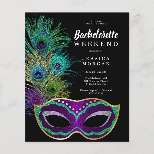Budget New Orleans Mardi Gras Bachelorette Party Flyer (Voorkant)