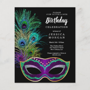 Budget New Orleans Mardi Gras Birthday Party Flyer