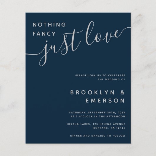 Budget Niets Fancy Alleen Liefde Weddenschap Uitno (Voorkant)