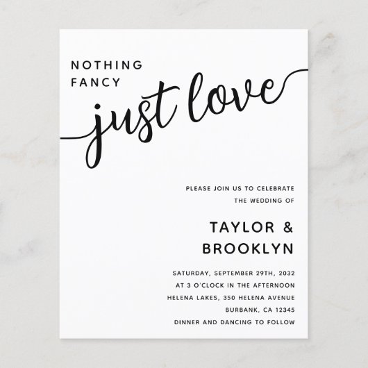 Budget Niets Fancy Alleen Liefde Weddenschap Uitno (Voorkant)