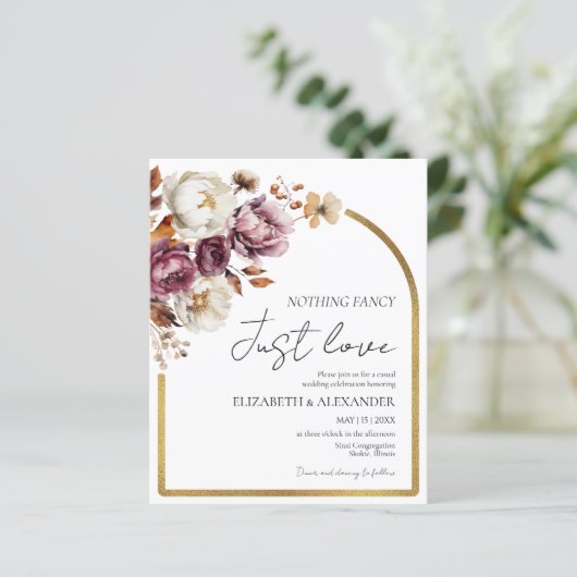 Budget Niets Fancy | Foto bruiloft uitnodiging (Staand voorkant)