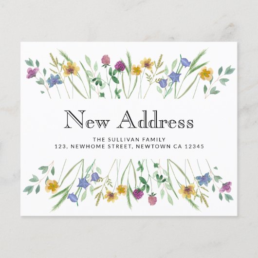 Budget Nieuw Adres Bloemen Bewegende Aankondiging  (Voorkant)