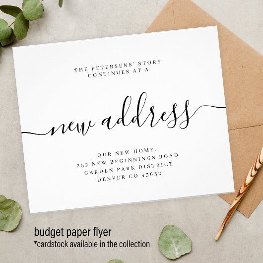 Budget nieuw adres modern verhuisbericht flyer