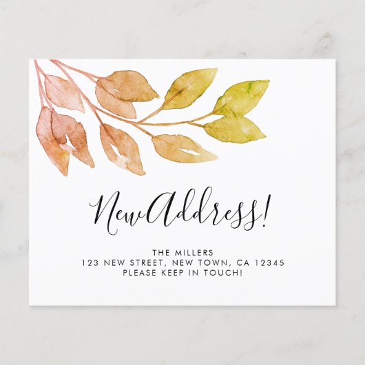 Budget Nieuw Adres Rust verlaat Aankondiging Kaart (Voorkant)