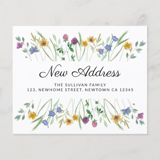 Budget Nieuw adres Wildflower Moving Aankondiging (Voorkant)