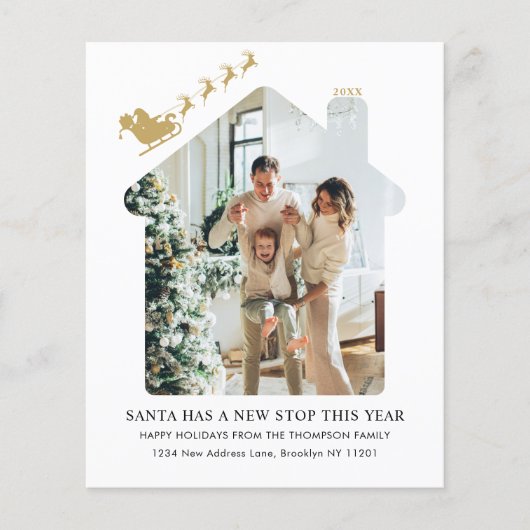 BUDGET Nieuw Home Foto Goud Santa Sleigh Moving (Voorkant)