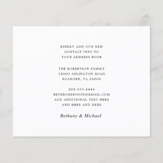 Budget nieuwe adresblote kalligrafie Kaart verplaa (Achterkant)