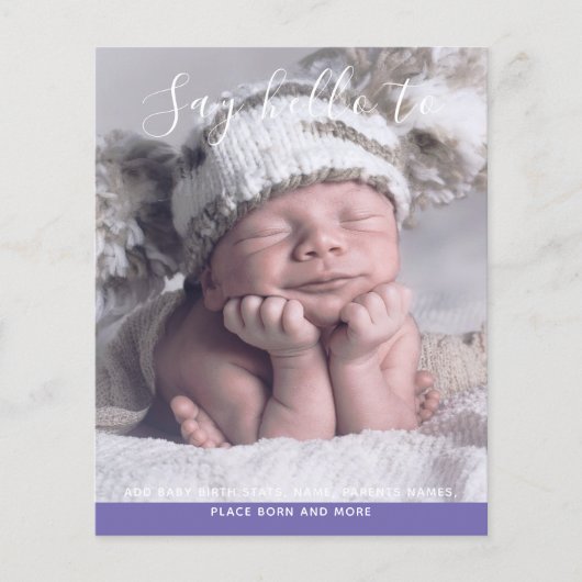 BUDGET Nieuwe baby FOTO Aankondiging Aangepast (Voorkant)