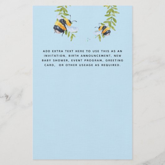 BUDGET Nieuwe baby FOTO Cadeaus Zonnebloemen Bijen Briefpapier (Achterkant)