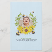 BUDGET Nieuwe baby FOTO Cadeaus Zonnebloemen Bijen Briefpapier (Voorkant)