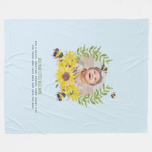 BUDGET Nieuwe baby FOTO Cadeaus Zonnebloemen Bijen Fleece Deken (Voorkant (Horizontaal))