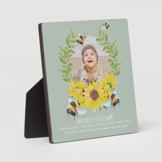 BUDGET Nieuwe baby FOTO Cadeaus Zonnebloemen Bijen Fotoplaat (Voorkant)