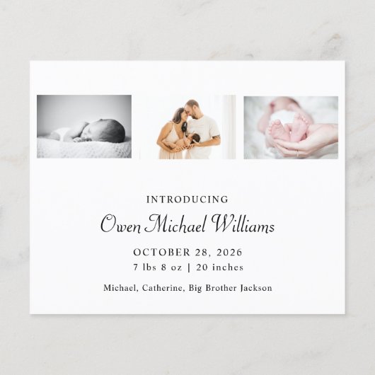 Budget nieuwe baby foto geboorteaankondiging (Achterkant)