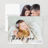 BUDGET Nieuwe baby foto Gold Heart Hartelijk dank! (Voorkant / Achterkant)