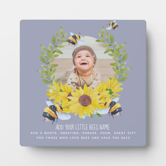 BUDGET Nieuwe baby FOTOCadeaus Zonnebloemen Bijen Fotoplaat (Voorkant)