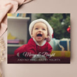 Budget nieuwe baby: niet meer Silent Night Holiday<br><div class="desc">Zeg tegen al je familie en vrienden dat er geen stille nachten meer in je huis zijn met deze schattige kerstkaart. Personaliseer je met 1 foto op de voorkant en 3 foto's op de achterkant, samen met al je babysitten informatie over je geboorte. Bezoek mijn kerstkaart collectie om alle nieuwe...</div>