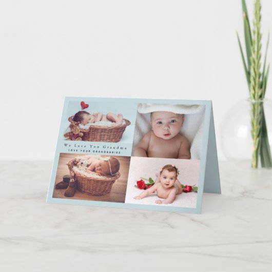 BUDGET Nieuwe babyaankondiging Foto Collage Kaart (Voorkant)