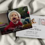 Budget nieuwe babyfoto Funny-kerstKaart Kaart<br><div class="desc">Deze grappige nieuwe kerstkaart voor baby's zal de perfecte manier zijn om de nieuwste toevoeging aan je familie aan te kondigen. Personaliseer je met 1 foto op de voorkant en 3 foto's op de achterkant, samen met al je babysitten informatie over je geboorte. Bezoek mijn kerstkaart collectie om alle nieuwe...</div>