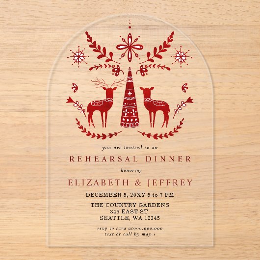 Budget Nordic Buck and Doe Rehearsal Dinner Acryl Uitnodigingen (Voorkant)