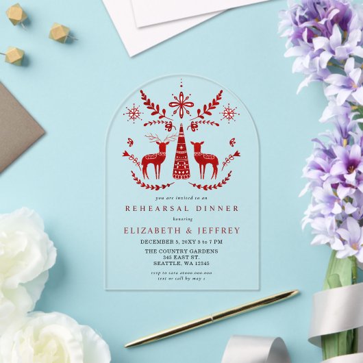 Budget Nordic Buck and Doe Rehearsal Dinner Acryl Uitnodigingen (Insitu (Huwelijk))