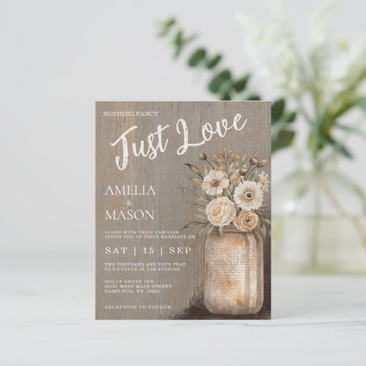 Budget Nothing Fancy Just Love Mason Jar Wedding (Staand voorkant)