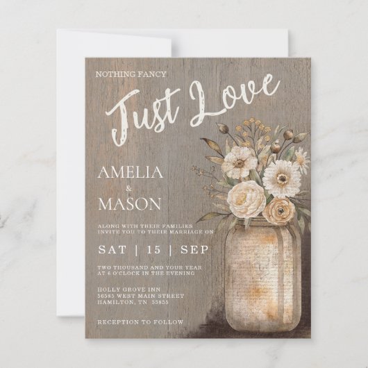 Budget Nothing Fancy Just Love Mason Jar Wedding (Voorkant)