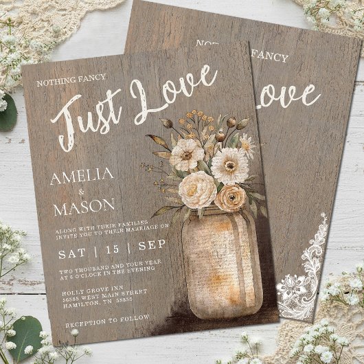 Budget Nothing Fancy Just Love Mason Jar Wedding