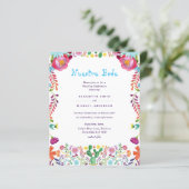 BUDGET Nuestra Boda Folk Flowers Huwelijksuitnodig (Staand voorkant)