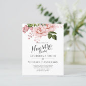 BUDGET Nuestra Boda Invitacion - Blush roze rozen (Staand voorkant)