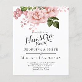 BUDGET Nuestra Boda Invitacion - Blush roze rozen