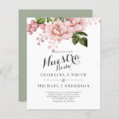 BUDGET Nuestra Boda Invitacion - Blush roze rozen (Voorkant / Achterkant)