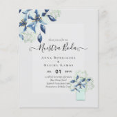 Budget Nuestra Boda Navy Blue Flowers Uitnodiginge Flyer (Voorkant)