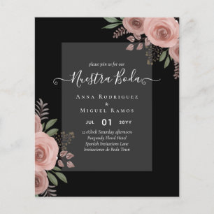 Budget Nuestra BODA nodigt Burgundy Floral uit Flyer