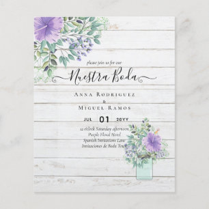 Budget Nuestra Boda Paarse Floral Flyer