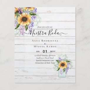 Budget nuestra Boda Sunflower Purple Flowers Invi Flyer