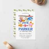 Budget O-Fish-al Reel Fun Fish Vist Verjaardag Notitiekaartje (Voorkant / Achterkant in situ)