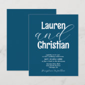 Budget Ocean Blue Scripture Wedding Invitation (Voorkant / Achterkant)