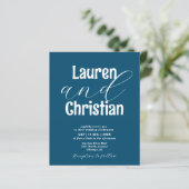 Budget Ocean Blue Scripture Wedding Invitation (Staand voorkant)