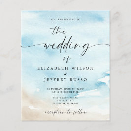 Budget Ocean Zee Summer Beach bruiloft uitnodiging