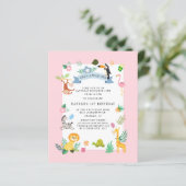 Budget Oerwoud Dieren Meisje 1e verjaardag Uitnodi (Staand voorkant)