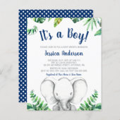 Budget Oerwoud Elephant Boy Navy Blue Baby shower (Voorkant / Achterkant)