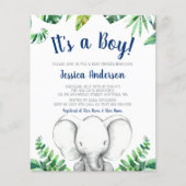 Budget Oerwoud Elephant Boy Navy Blue Baby shower (Voorkant)