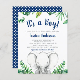 Budget Oerwoud Elephant Boy Navy Blue Baby shower