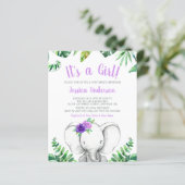 Budget Oerwoud Elephant Girl Paars Baby shower (Staand voorkant)