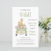 Budget Oerwoud Safari Baby Boy Shower Uitnodiging (Staand voorkant)