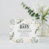 Budget Oerwoud Safari Baby shower Boys Uitnodiging (Staand voorkant)