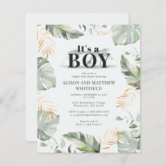 Budget Oerwoud Safari Giraffe Baby shower (Voorkant / Achterkant)