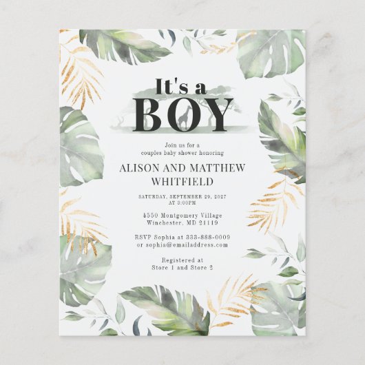 Budget Oerwoud Safari Giraffe Baby shower (Voorkant)